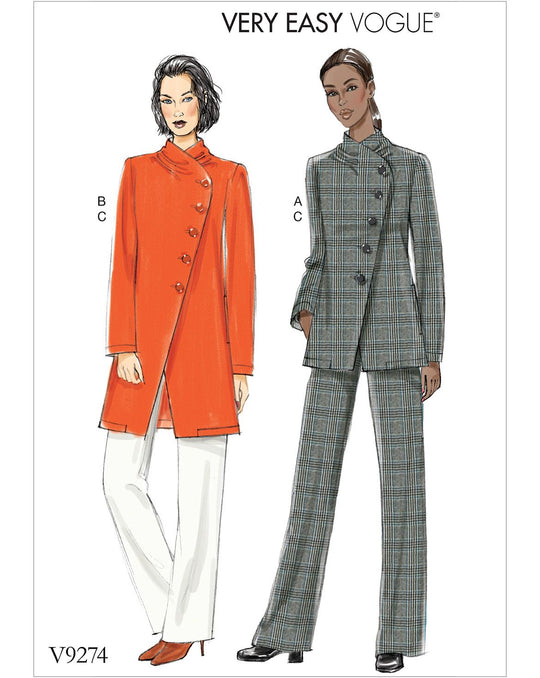 Vogue Patron de couture V9274 Veste asymétrique et pantalon pour femme