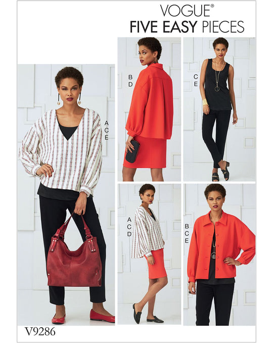 Vogue Schnittmuster V9286 – Damen Outfit mit Top, Jacke, Rock & Hose