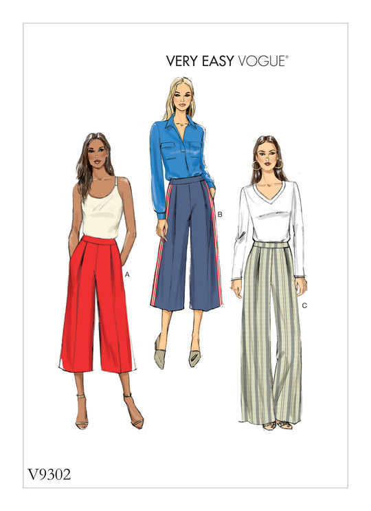 Vogue Patterns Schnittmuster V9302 – Damenhose mit geradem Bein und lockerer Passform