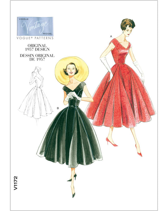 Vintage Vogue Schnittmuster V1172 – Damenkleid 1957er Jahre