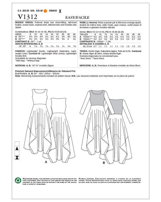 Vogue sewing pattern V1312 extravagant designer dress by Lynn Mizono