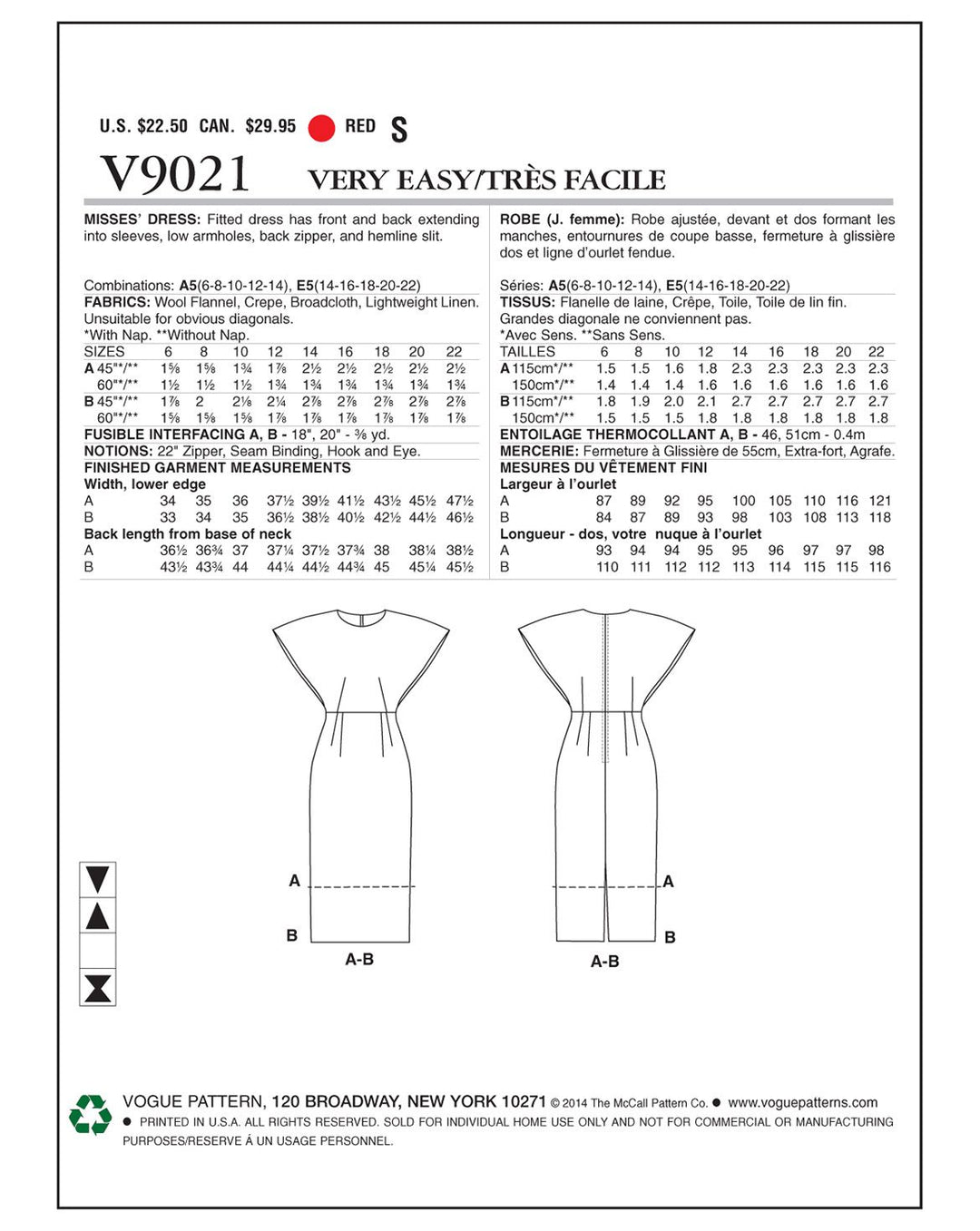 Vogue Schnittmuster V9021 – Tailliertes Damen Kleid mit Cut-Outs