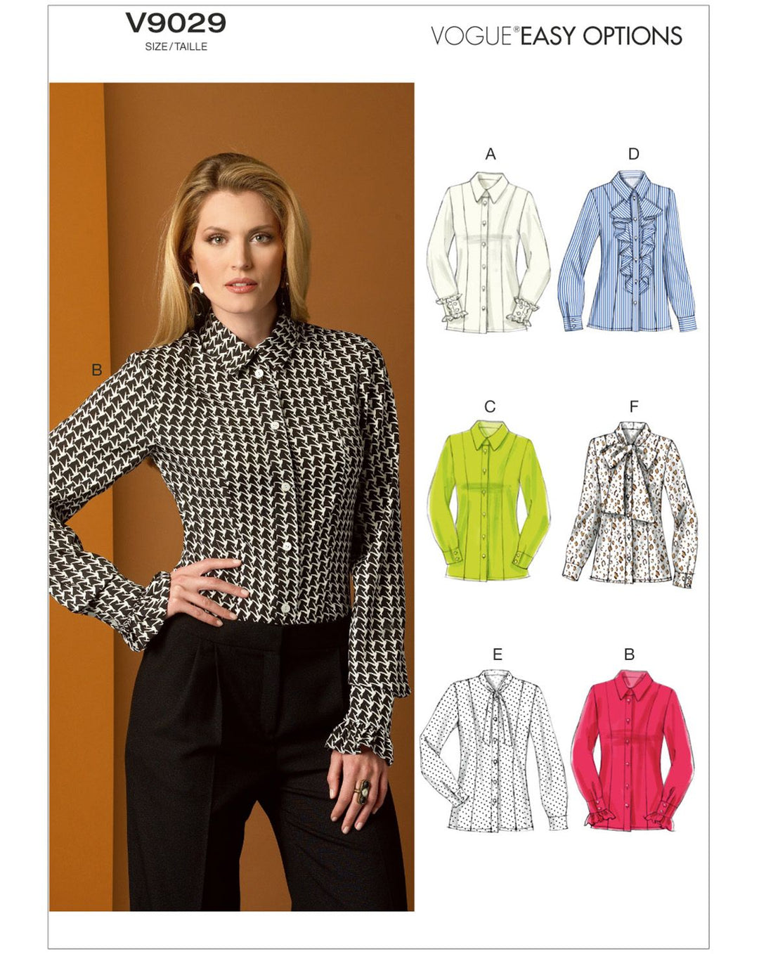 Vogue Schnittmuster V9029 – Damen Bluse mit Kragenvarianten und Rüschenärmeln