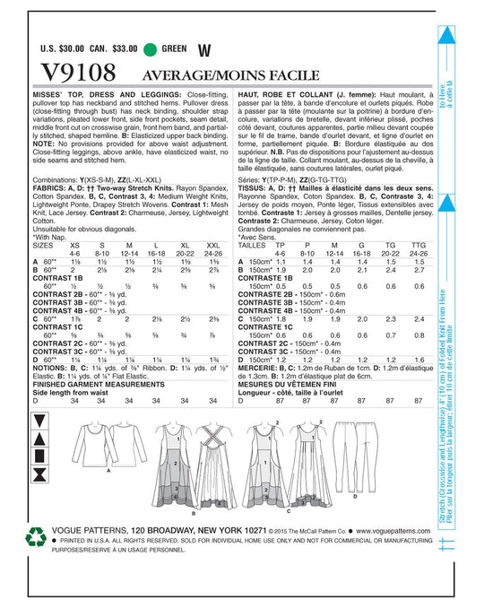 Vogue sewing pattern V9108 women's dress