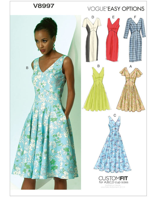 Vogue Schnittmuster V8997 – Damen Kleid mit Prinzessnähten