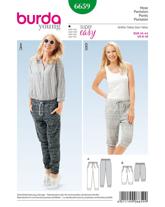 Burda Schnittmuster 6659 Jerseyhose & Jogpants für Damen