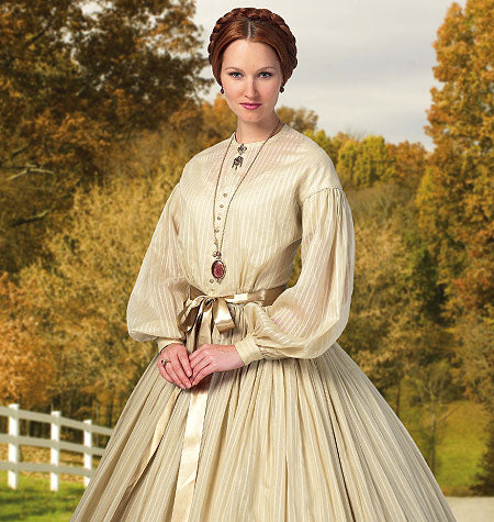 Butterick Making History B5831 – Civil War Kleid mit Knopfmanschetten und Schärpe