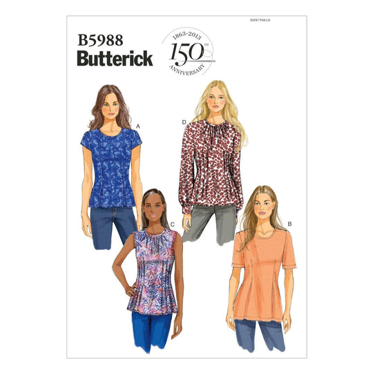 Butterick Schnittmuster B5988 Damen Oberteil in 4 schönen Varianten