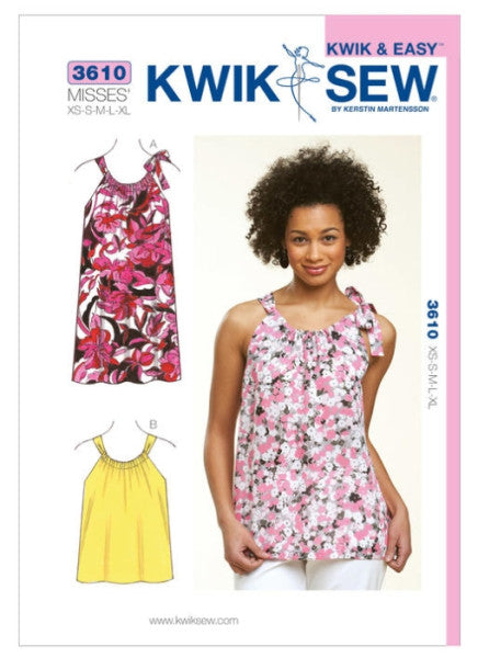 Kwik Sew Schnittmuster K3610 – Damen Kleid und Top mit gerafftem Ausschnitt