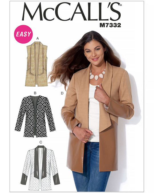 McCalls Patron de couture M7332 Gilet Veste pour Femme McCALL'S