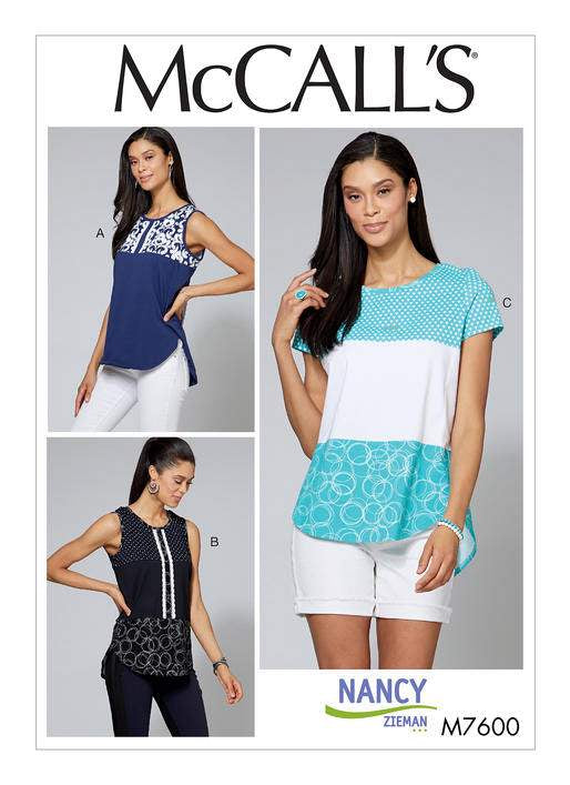 Patron McCall's M7600 – Hauts pour femmes avec variations de manches et de contrastes