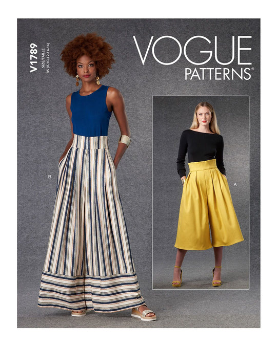 Vogue sewing pattern V1789 women's trousers in two length variations