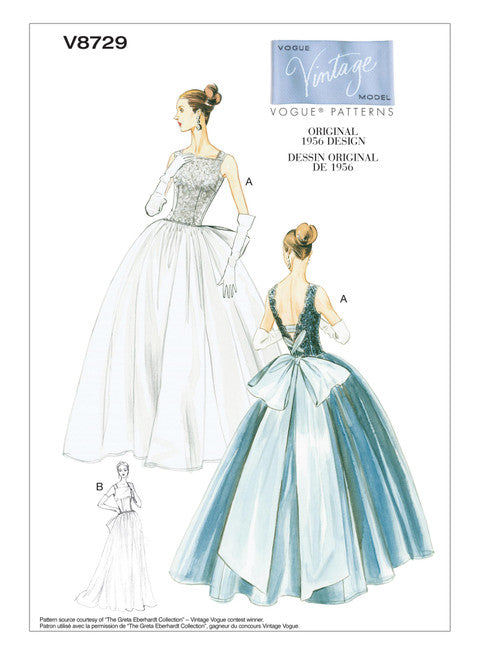Vogue Sewing Pattern V8729 Vintage Festive Evening Dress 1950s – Schnittmuster-Online