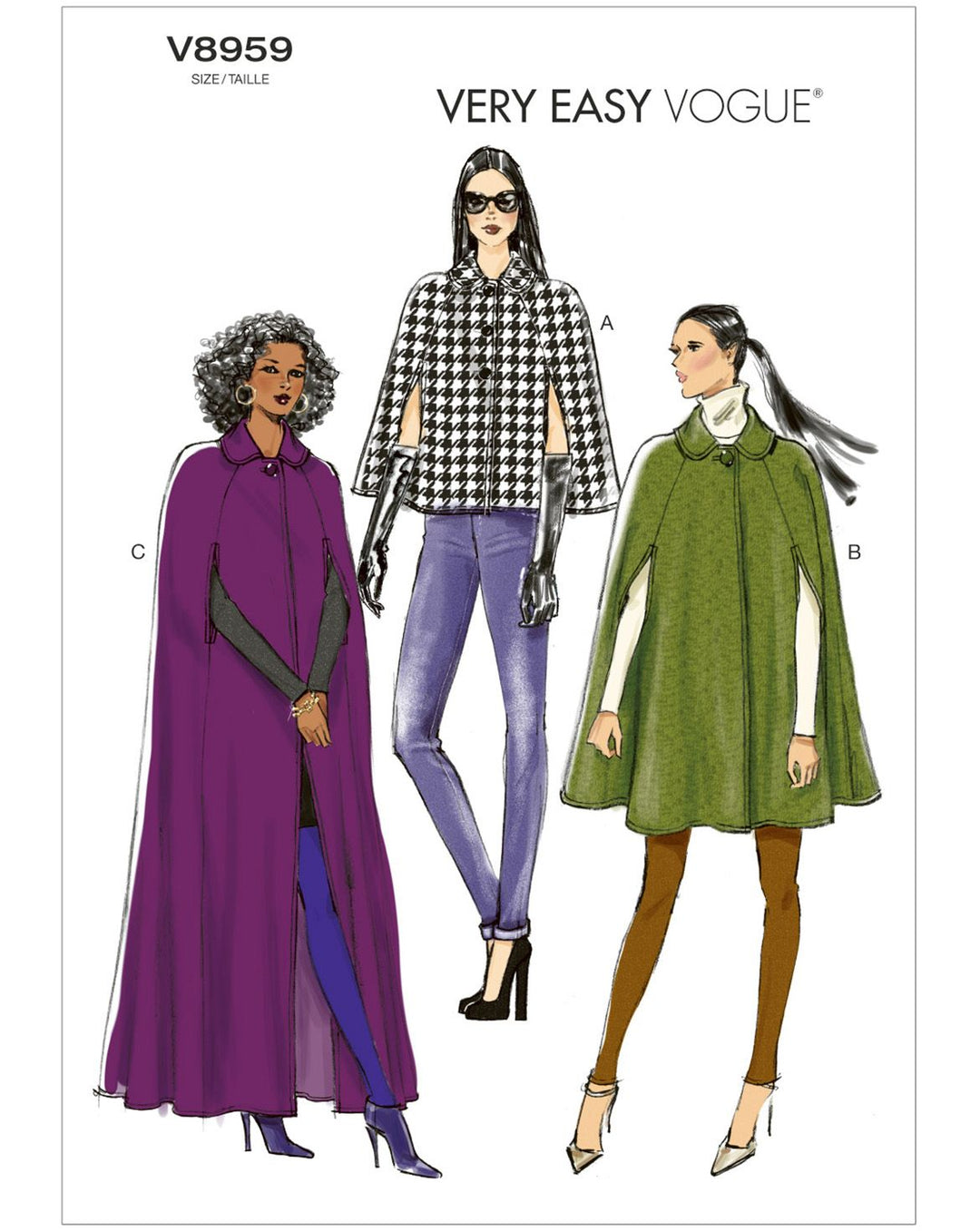 Vogue Schnittmuster V8959 – Damen gefüttertes Cape mit Kragen
