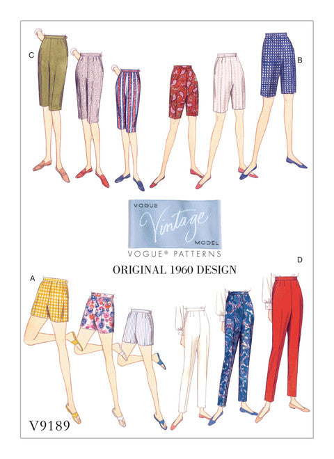Vogue Schnittmuster V9189 Vintage Hose & Shorts 1960er Jahre