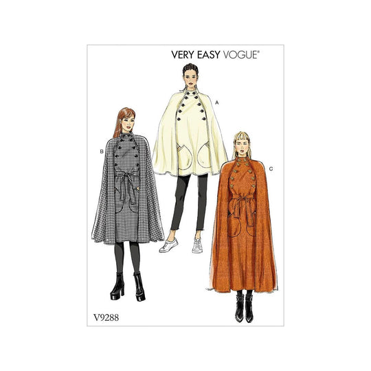 Vogue Patron de couture V9288 Cape classique pour femme, différentes longueurs